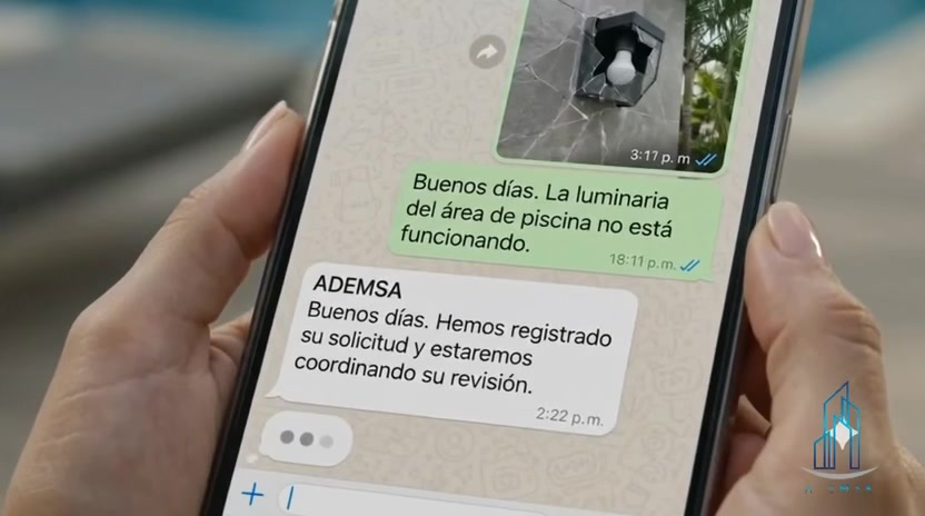 Conversación de atención y seguimiento de una solicitud de residente por ADEMSA